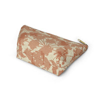 Floral Plaid Accessory Pouch w T-bottom in Orange
